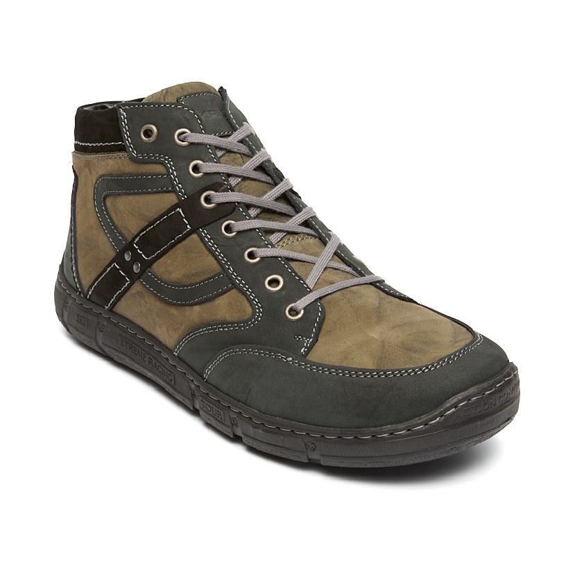 6900-2-4 Ботинки муж.кожа-байка хаки-черный